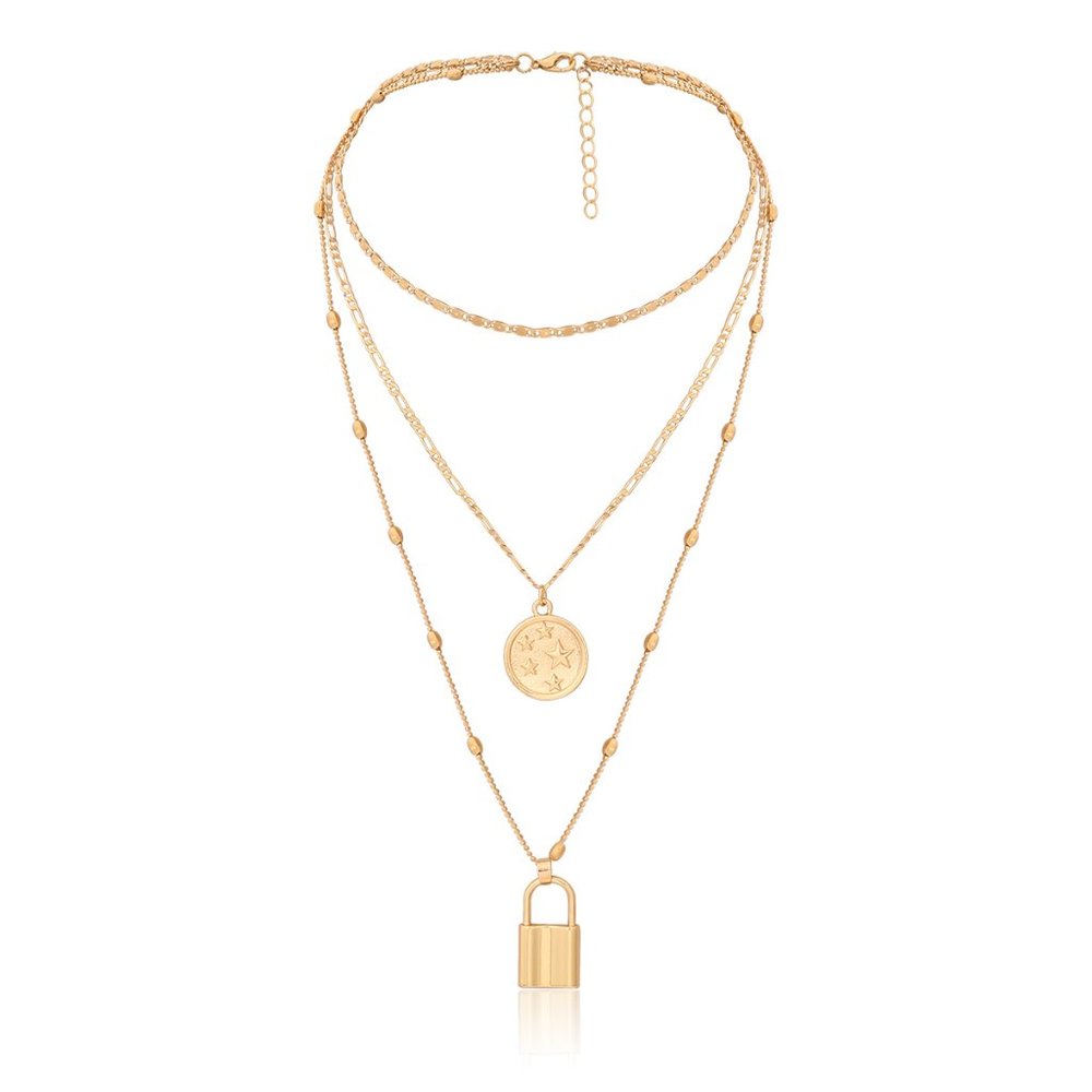 LAST ONE 💖Lock Stars Layered Necklace Set - Picture 4 of 10